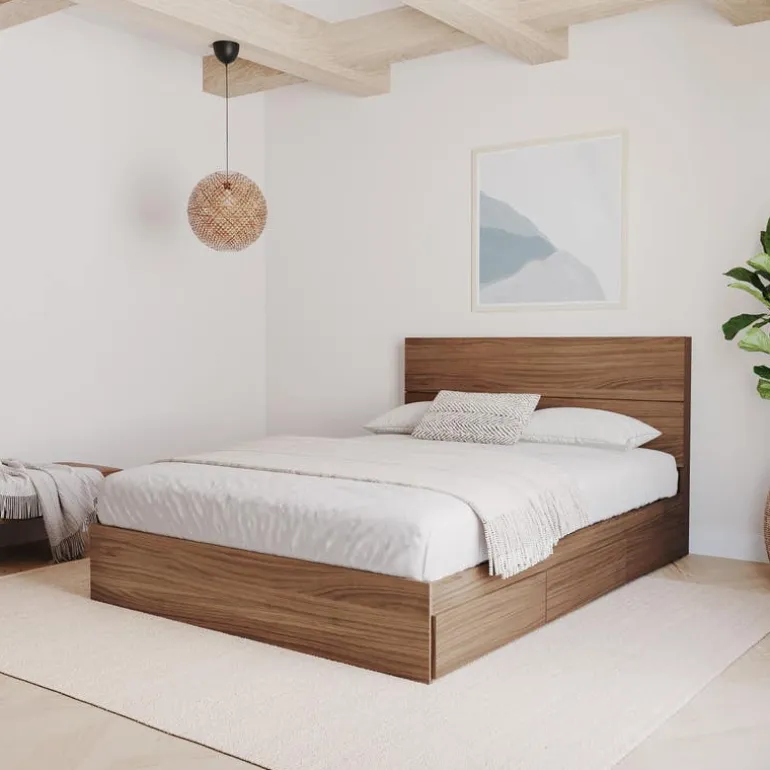 Queen Size Panel Headboard, Walnut - Nexera