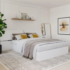 Queen Size Panoramic Panel Headboard, White - Nexera