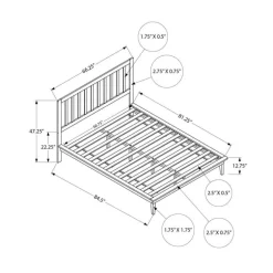 Queen Solid Wood Bed with Headboard (60