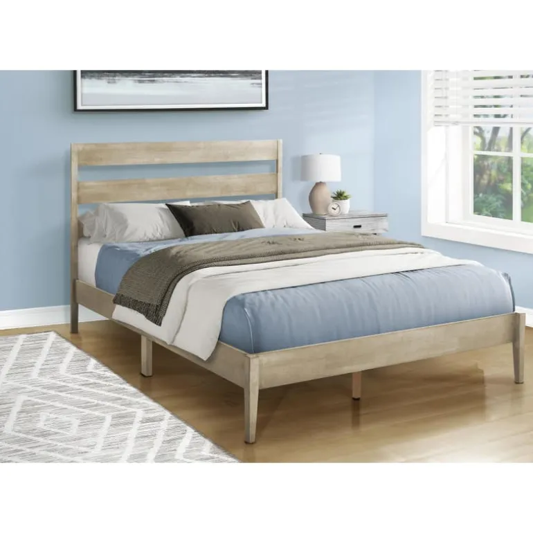 Queen Solid Wood Bed with Headboard (60") - Monarch