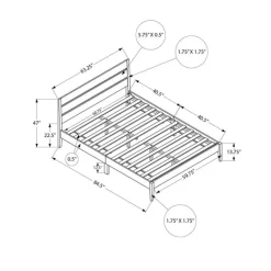 Queen Solid Wood Bed with Headboard (60