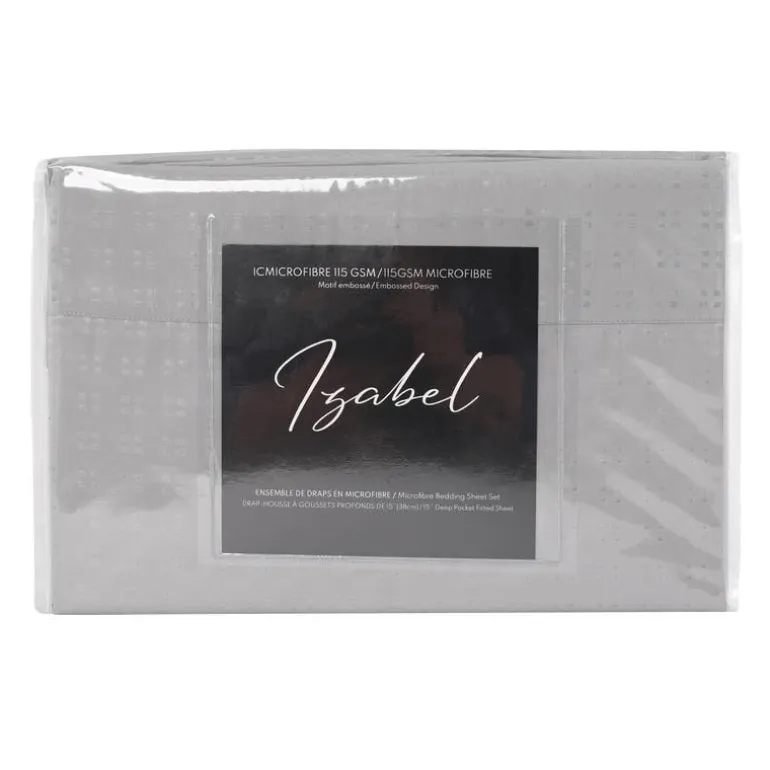Queen Split-Head Microfibre Bed Sheet Set - Cement Grey