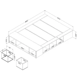 Queen Storage Bed and Baskets (60