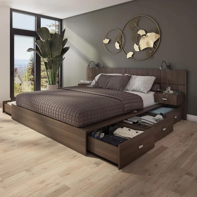 Queen Storage Bedroom Set with 6-Drawer Storage (60") - 4 pcs