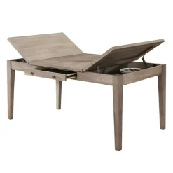 Rectangular Dining Table with Storage Compartments and 4 Chairs - Grey
