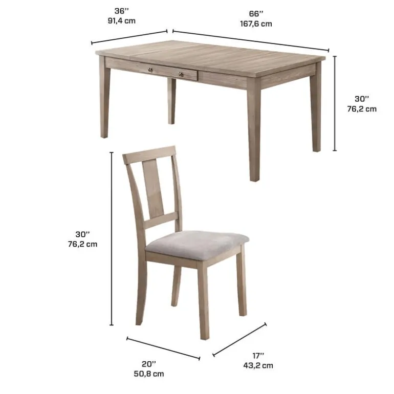 Rectangular Dining Table with Storage Compartments and 4 Chairs - Grey