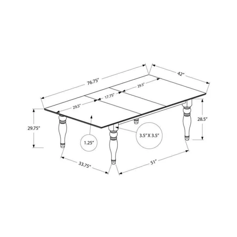 Rectangular Extendable Dining Table 60" to 78" - Monarch