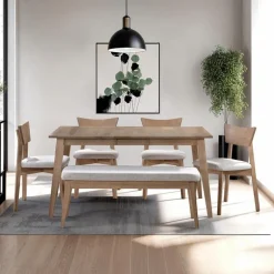 Rectangular Extendable Solid Wood Dining Table 48