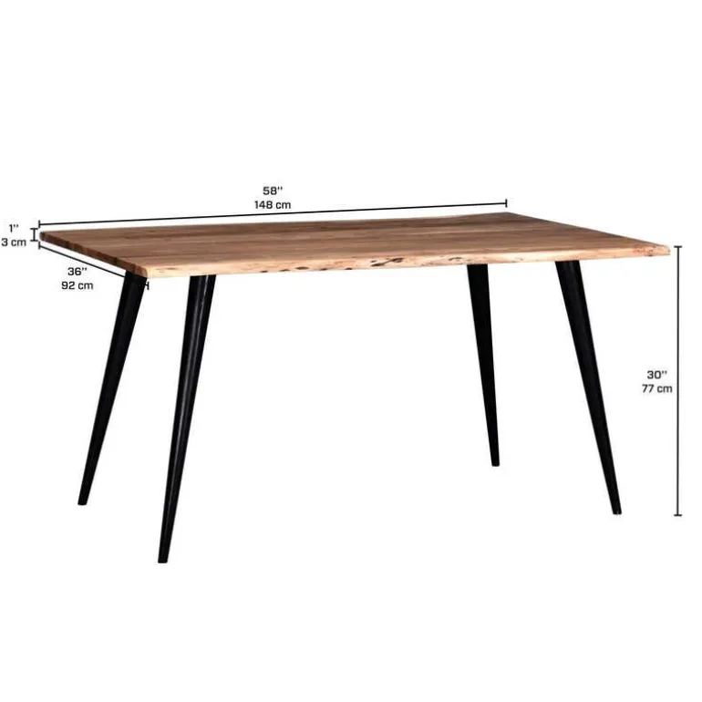 Rectangular Solid Wood Dining Table 58"