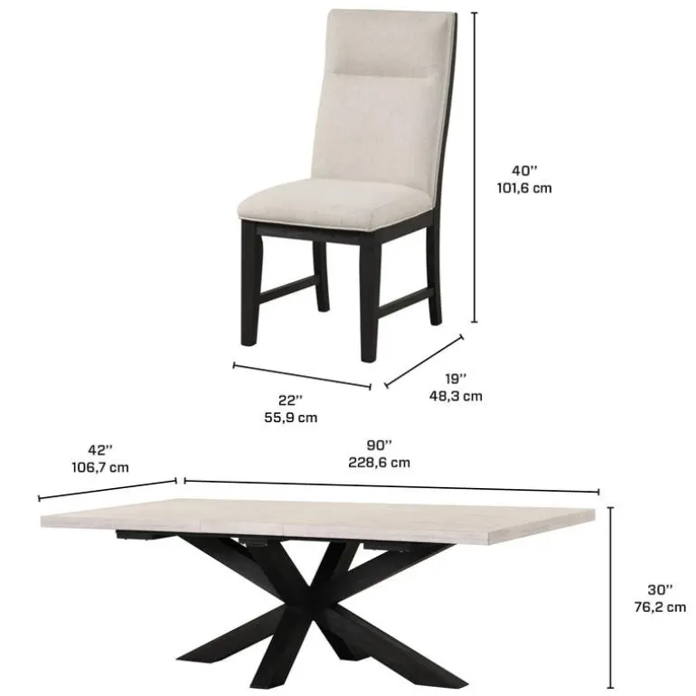 Rectangular Table with 4 Chairs - Creamy White