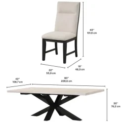 Rectangular Table with 8 Chairs - Creamy White