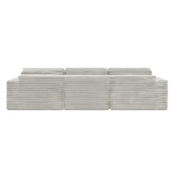 Rolled & Compressed Left Sectional in Corduroy Velvet 3 pcs - Beige