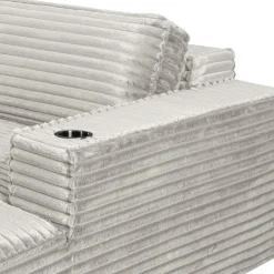 Rolled & Compressed Left Sectional in Corduroy Velvet 2 pcs - Beige