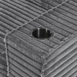 Rolled & Compressed Right Sectional in Corduroy Velvet 3 pcs - Grey