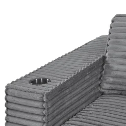 Rolled & Compressed Right Sectional in Corduroy Velvet 3 pcs - Grey