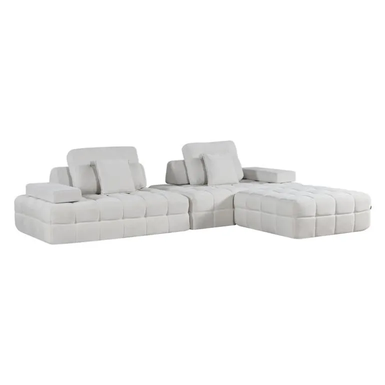 Rolled and Compressed Sectional-in-a-Box with Matching Ottoman