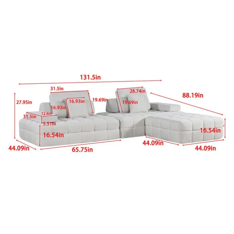 Rolled and Compressed Sectional-in-a-Box with Matching Ottoman