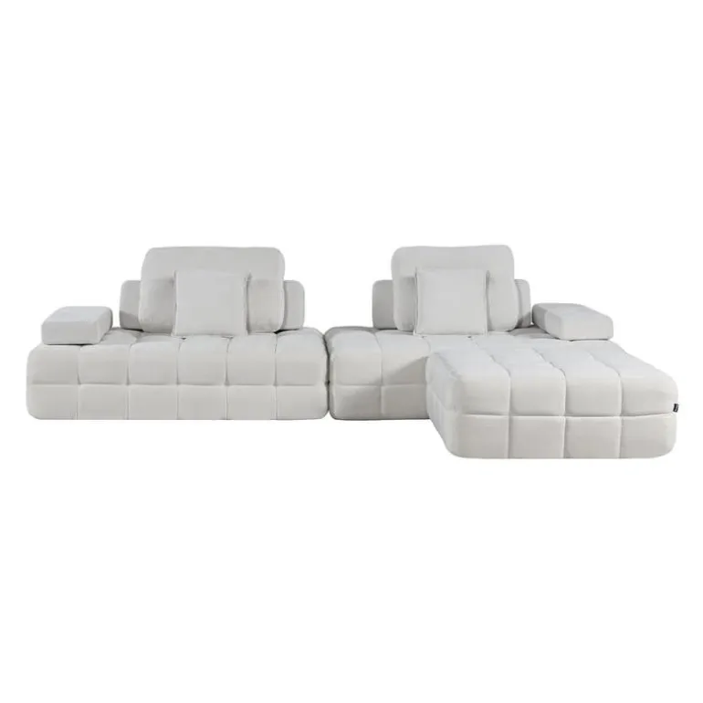 Rolled and Compressed Sectional-in-a-Box with Matching Ottoman