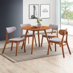Round Dining Table with 4 Chairs - Grey
