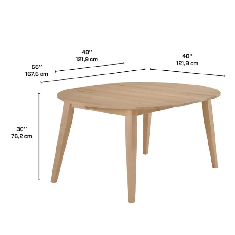 Round Extendable Solid Wood Dining Table 48" to 66" - Greige