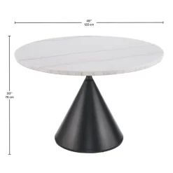 Round Marble Dining Table with 4 Upholstered Chairs - 48
