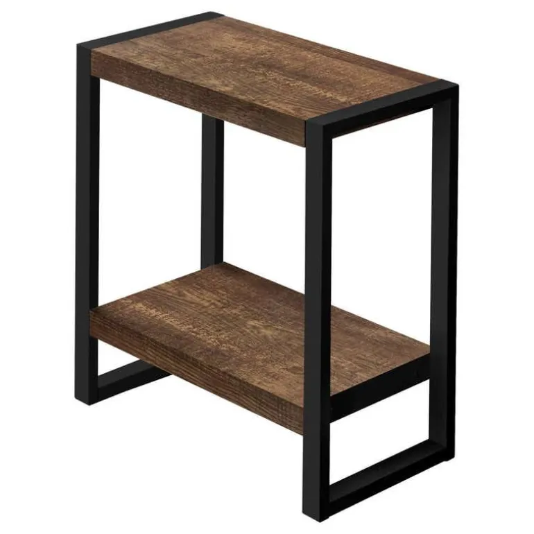 Side table - 2 tiers / 1 shelf / rectangular - 24"h - brown reclaimed wood-lo - Monarch