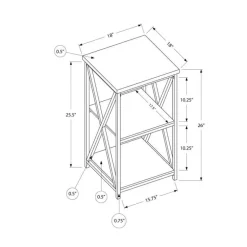 Side table / nightstand - 3 tiers / 2 shelves / square - 26"h - grey wood-loo - Monarch