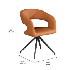 Sintered Stone Table and 6 Kitchen Armchairs - Pumpkin Orange