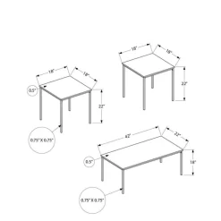 Table set - 3pcs set / brown reclaimed / black metal - Monarch