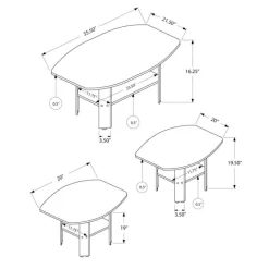 Table set - 3pcs set / grey - Monarch