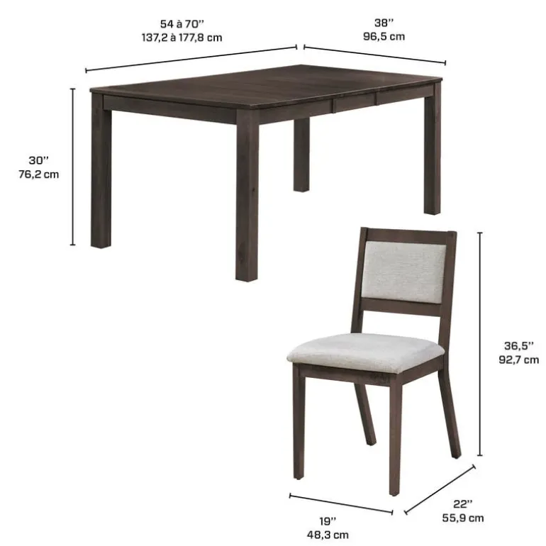 Table with Extension Leaf (54" to 70") and 6 Chairs - Slate