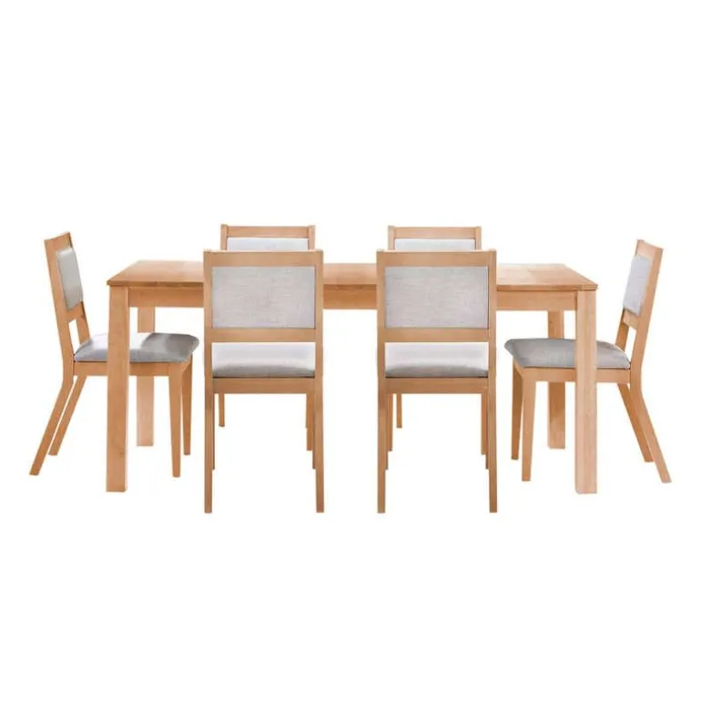Table with Extension Leaf (54" to 70") and 6 Chairs - Natural