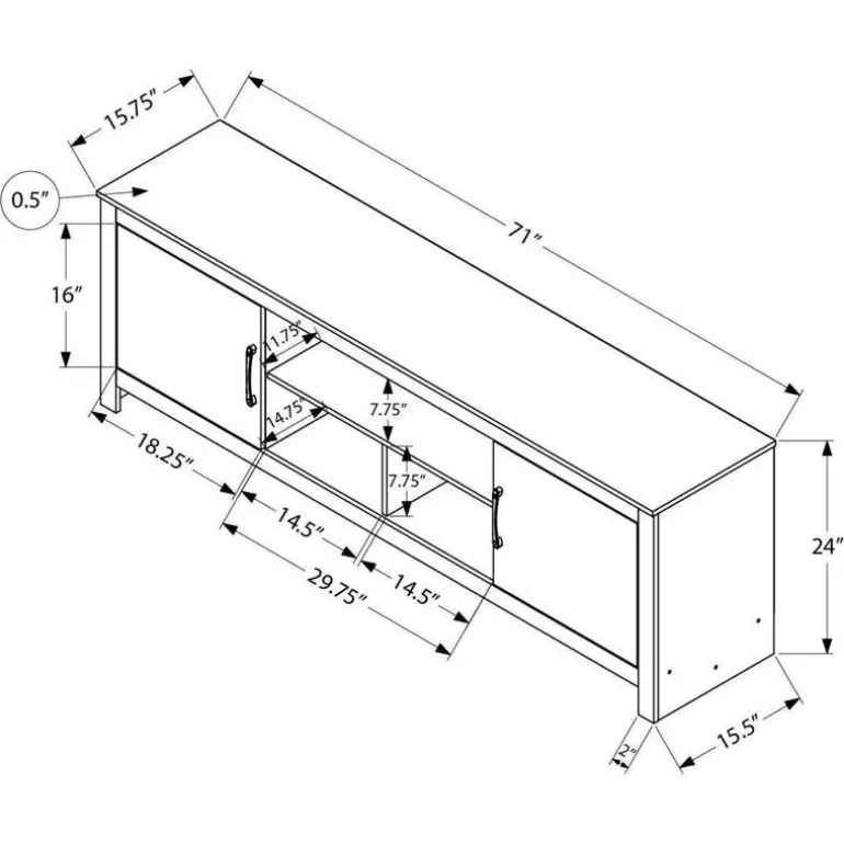 TV Stand with Storage 72" - Monarch