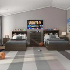 Twin Bed with 3-Drawer Storage and Headboard (39