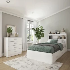 Twin Bed with 3-Drawer Storage, Headboard and Dresser (39