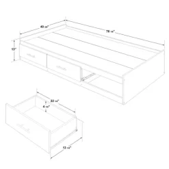 Twin Bed with 3-Drawer Storage (39")