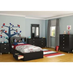 Twin Bed with 3-Drawer Storage and Headboard (39