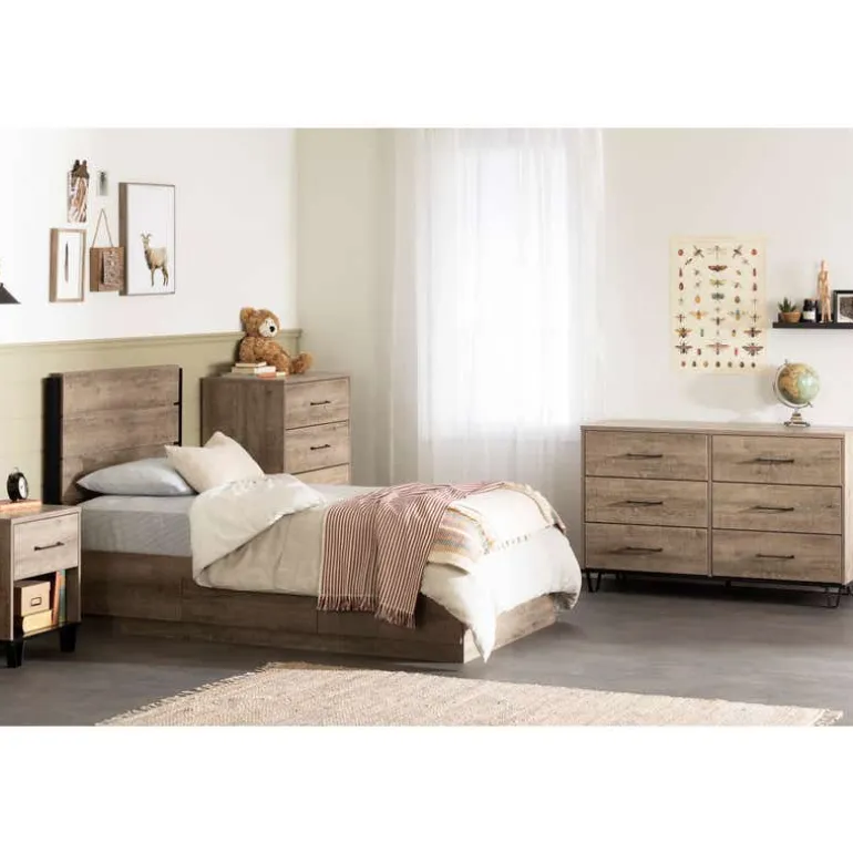 Twin Bed with 3-Drawer Storage and Headboard (39") - South Shore