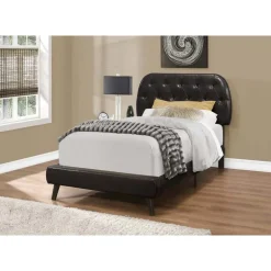 Twin Leather-Look Bed with Headboard (39