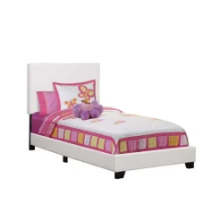 Twin Leather-Look Bed with Headboard (39