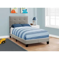 Twin Linen Bed with Headboard (39