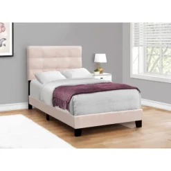 Twin Velvet Bed with Headboard (39