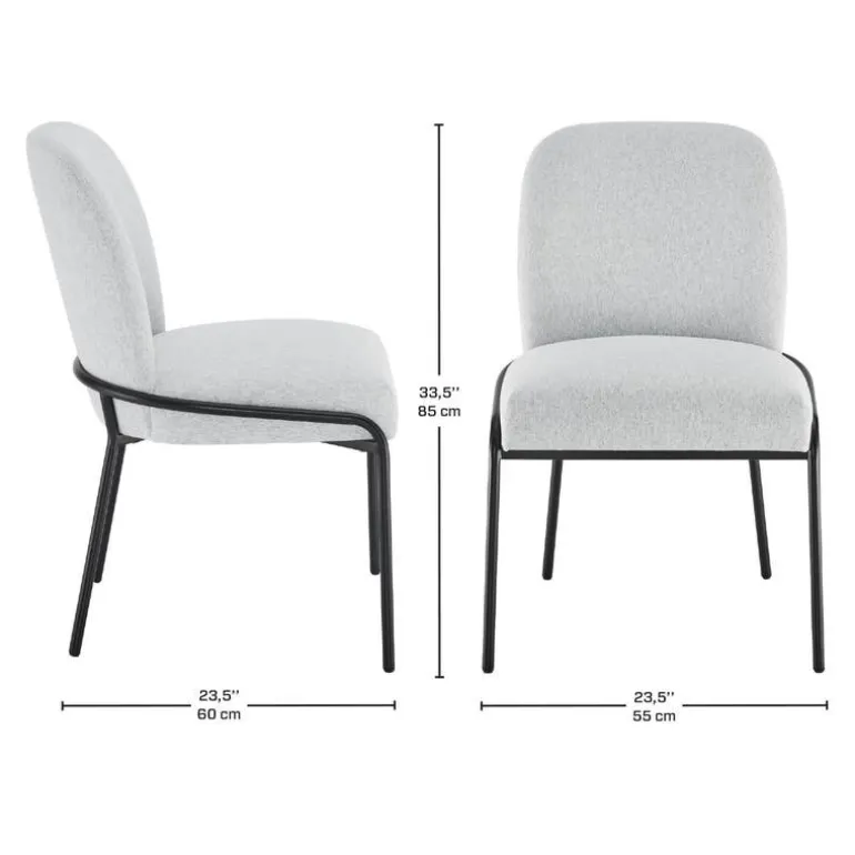 Upholstered Chairs with Tubular Metallic Accent (Set of 2) - Grey