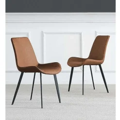 Upholstered Kitchen Chairs (Set of 2) - Cognac