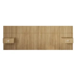 Wall Units with 2 Integrated Nightstands for Queen Beds - Natural