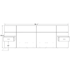 Wall Units with 2 Integrated Nightstands for Queen Beds - Natural