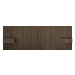 Wall Units with 2 Integrated Nightstands for Full Beds - Taupe