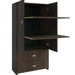 Wardrobe with 2 Large Drawers - Brown