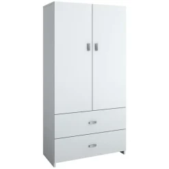 Wardrobe with 2 Large Drawers - White