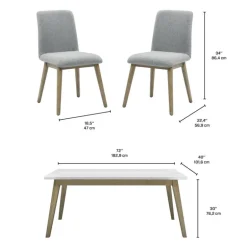 White Marble Top Dining Table with 6 Chairs - Grey
